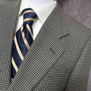 Vintage Tallia Uomo Levys Sport Coat 40S Tan Check Wool Blazer Jacket USA Union